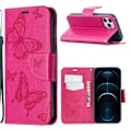 Pikkukuva 1 / 2: Butterfly iPhone 12 Pro / iPhone 12 nahkakotelo - Ruusu Pink
