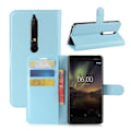Miniatyrbillede 1 af 2: Nokia 6 (2018) litchi tekstur PU læder flip etui - blå Blue