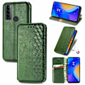 Pikkukuva 2 / 2: Nahkakotelo With A Stylish Rhombus Imprint For Tcl 20 Se - Vihreä Green