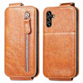 Pikkukuva 1 / 2: Vertical Flip Phone Suojakotelo With Zipper For Samsung Galaxy M23 / F23 - Ruskea Brown