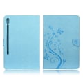 Miniatyrbillede 1 af 6: Samsung Galaxy Tab S6 aftryk sommerfugl blomster læder etui - blå Blue