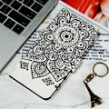 Pikkukuva 2 / 2: iPhone Xs Max valopilkku koriste nahkakotelo - Mandala Black