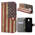 Miniatyrbillede 1 af 2: Samsung Galaxy J3 (2017) Beskyttende læder etui med magnet - US flag Multicolor