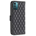 Miniatyrbillede 2 af 2: Rhombus Mønster Matte Flip Case til Nokia G11 / G21 - Sort Black