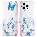 Miniatyrbillede 1 af 2: Wonderland iPhone 14 Pro flip etui - Sommerfugl Og Blomster Multicolor