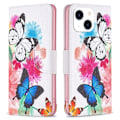 Miniatyrbillede 1 af 2: Wonderland iPhone 14 flip etui - To Sommerfugle Multicolor