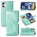 Pikkukuva 2 / 2: Mandala iPhone 12 Mini nahkakotelo - Syaani Green