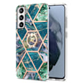Pikkukuva 1 / 2: Marble Patterned Suojakuori With Ring Holder For Samsung Galaxy S21 FE - Vihreä Green