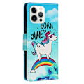 Miniatyrbillede 2 af 2: Wonderland iPhone 14 Pro Max flip etui - Regnbue / Hest Blue