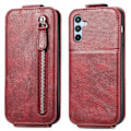 Pikkukuva 1 / 2: Vertical Flip Phone Suojakotelo With Zipper For Samsung Galaxy A54 - Punainen Red