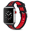 Miniatyrbillede 1 af 2: Apple Watch 42mm to-farvet silikone cover - Mørkeblå/rød Multicolor