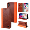 Miniatyrbillede 1 af 2: iPhone XS flip cover i læder med syninger - Brun Brown
