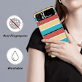 Pikkukuva 2 / 2: Samsung Galaxy Z Flip3 5G kuviotulostus nahkaverhoilu - Keltaiset Raidat Multicolor