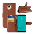 Miniatyrbild 1 av 2: Samsung Galaxy J6 (2018) mobilfodral PU läder TPU plånbok stående läge - Brun Brun
