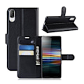 Miniatyrbillede 1 af 2: Sony Xperia L3 litchi lædercover - sort Black
