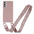 Miniatyrbillede 1 af 2: Tyndt TPU-etui med mat finish og justerbar strop til Samsung Galaxy M32 5G / A32 5G - Dyb Pink Pink