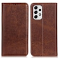 Pikkukuva 1 / 2: Lompakko-style Aitoa Nahkaa Läppäkotelo For Samsung Galaxy A23 - Kahvi Brown