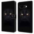 Wonderland Google Pixel 9a flip kuoret - Musta Kissa Black