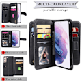 Pikkukuva 2 / 2: 10-slot Lompakko Suojakotelo For Samsung Galaxy S22 Plus - Tummansininen Blue