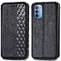 Miniatyrbillede 1 af 2: Læder Etui med A Stilfuldt Rhombus Tryk til Motorola Moto G41 - Sort Black