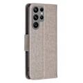 Miniatyrbillede 2 af 2: Sommerfugl Samsung Galaxy S23 Ultra Flip Etui - Grå Silver grey