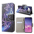 Pikkukuva 1 / 2: Samsung Galaxy S10 Plus risti pintainen nahkainen flip suojakotelo - Eloisat Perhoset Multicolor