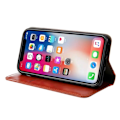 Miniatyrbillede 2 af 2: iPhone XS flip cover i læder med syninger - Brun Brown