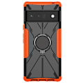 Miniatyrbild 3 av 6: Kickstand-skydd med magnetisk platta för Google Pixel 6 Pro - Orange Orange