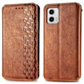 Pikkukuva 1 / 2: Nahkakotelo With A Stylish Rhombus Imprint For Motorola Moto G73 - Ruskea Brown
