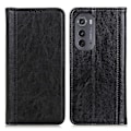 Miniatyrbillede 1 af 2: Motorola Moto Edge 2022 ægte læderetui med magnetisk lukning - Sort Black