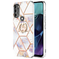 Pikkukuva 1 / 2: Marble Patterned Suojakuori With Ring Holder For Motorola Moto G71 5G - Kruunu Multicolor