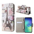 Pikkukuva 1 / 2: Samsung Galaxy S10 risti pintainen nahkainen flip suojakotelo - Eiffel Torni Multicolor