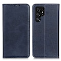 Miniatyrbillede 1 af 2: Flip Etui med Pung i Ægte Læder til Samsung Galaxy S23 Ultra - Blå Blue