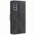 Miniatyrbillede 2 af 2: Læderetui med Krokodille Tekstur til Motorola Moto G62 5g - Sort Black