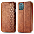 Miniatyrbillede 1 af 2: Læder Etui med A Stilfuldt Rhombus Tryk til Nokia G21 / G11 - Brun Brown