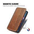 Miniatyrbillede 6 af 6: Læder Etui med A Stilfuldt Rhombus Tryk til Motorola Edge 30 Pro - Brun Brown