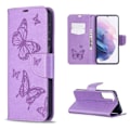 Miniatyrbild 1 av 2: Butterfly läder Samsung Galaxy S21 Plus 5G fodral - Lila Lila