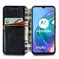 Pikkukuva 2 / 2: Nahkakotelo With A Stylish Rhombus Imprint For Motorola Moto G10 - Musta Black