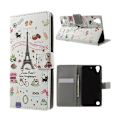 Miniatyrbillede 1 af 2: Holberg læder-etui til HTC Desire 530 med kortholder og stander - Eiffeltårnet og lækkerier Multicolor