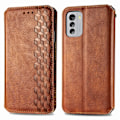 Miniatyrbillede 1 af 2: Læder Etui med A Stilfuldt Rhombus Tryk til Nokia G60 - Brun Brown