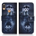 Miniatyrbild 1 av 2: Huawei Y6 2019 konstläderfodral med motiv - Hund med reflektion multifärg
