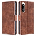 Miniatyrbillede 1 af 2: Læderetui med Krokodille Tekstur til Sony Xperia 5 Iv - Brun Brown