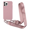 Pikkukuva 1 / 2: Ohut TPU-kotelo, jossa on mattapinta ja säädettävä hihna iPhone 13 Pro Max - Syvä Vaaleanpunainen Pink