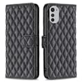 Miniatyrbillede 1 af 2: Rhombus Mønster Matte Flip Case til Motorola Moto E32 - Sort Black