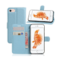Miniatyrbillede 1 af 2: Laudrup iPhone 7 / 8 Litchi Grain læderpung med stativ - Blå Blue