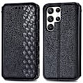 Pikkukuva 1 / 2: Nahkakotelo With A Stylish Rhombus Imprint For Samsung Galaxy S23 Ultra - Musta Black