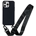 Miniatyrbillede 1 af 2: iPhone 14 Pro Max 6,7 tommer Drop Resistant Soft Flexible Matte Surface Phone Cover Protective Shell med bred lanyard - Sort Black