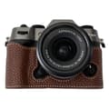 Fujifilm X-T50 Camera Case Large Cutout Litchi Texture Vegan Leather Protective Cover - Coffee Brown