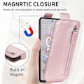 Pikkukuva 4 / 6: Vertical Flip Phone Suojakotelo With Zipper For Google Pixel 6a - Ruusukulta Pink