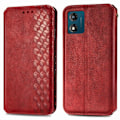 Miniatyrbillede 1 af 6: Læder Etui med A Stilfuldt Rhombus Tryk til Motorola Moto E13 - Rød Red